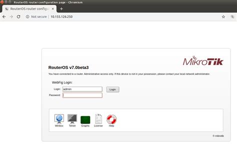 webifg|Connecting to the MikroTik router via Webfig (browser).